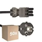Mehrfachpackung 50x Noxion GST - Kompatibel Versorgungskabel Schwarz - Weiblich + Schuko Europlug - 2m - 3 pole 0.75mm2